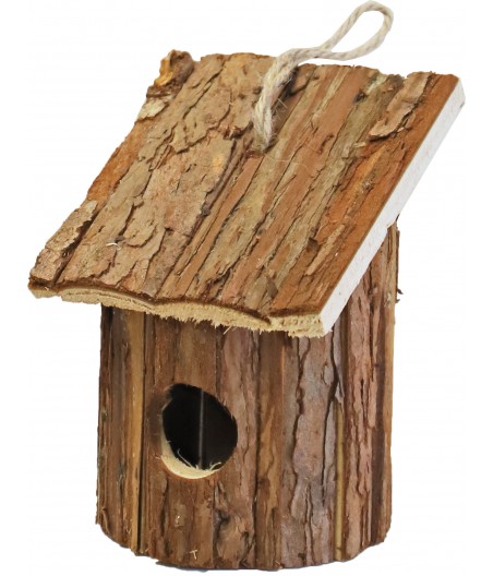 Broedhuis 'natural' rond met schuindak hangbaar - afmeting - 16,0 x 11,0 x 10,5 cm - gewicht - 0,206kg