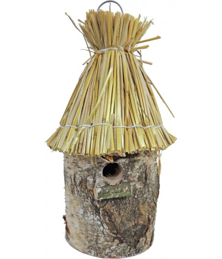 Mezenkast berken met stro dak, hangbaar. - afmeting - 39,0 x 20,0 x 20,0 cm - gewicht - 1,936kg