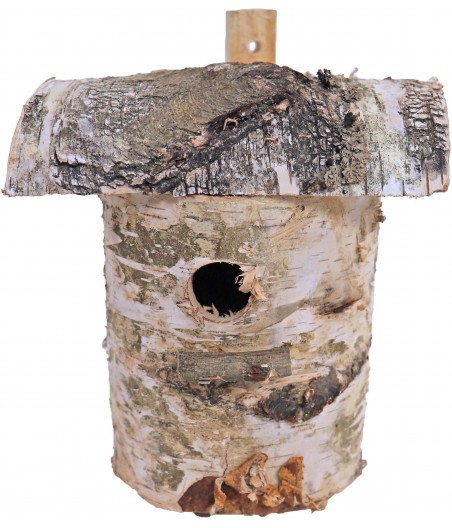 Mezenkast berken met berken dak, hangbaar. - afmeting - 25,5 x 20,0 x 17,0 cm - gewicht - 1,99kg