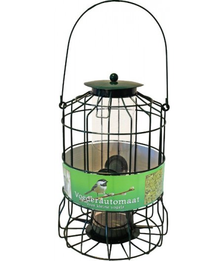 Metalen voederautomaat groen voor kleine vogels - afmeting - 36,0 x 18,0 x 18,0 cm - gewicht - 0,404kg