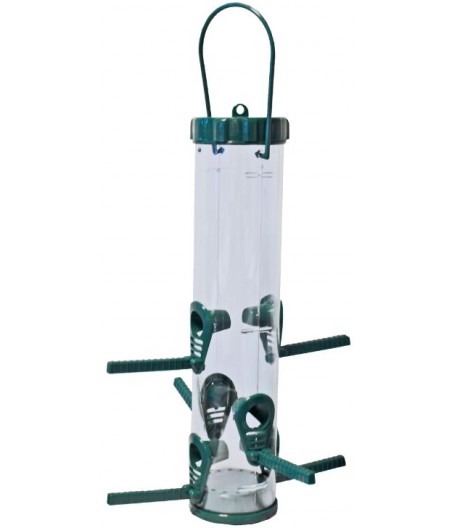 Plastic vogelvoeder-automaat, 6 gaats. - afmeting - 33,0 x 8,0 x 8,0 cm - gewicht - 0,234kg