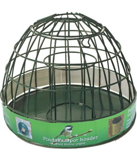 Pindakaaspot houder metaal groen voor kleine vogels - afmeting - 19,0 x 25,0 x 25,0 cm - gewicht - 0,72kg
