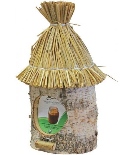 Pindakaaspot houder, stro dak. - afmeting - 36,0 x 17,0 x 17,0 cm - gewicht - 1,416kg