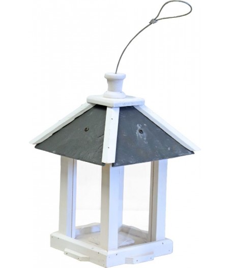 Voedersilo wit/leisteen vierkant hangbaar - afmeting - 30,5 x 21,0 x 21,0 cm - gewicht - 1,348 kg