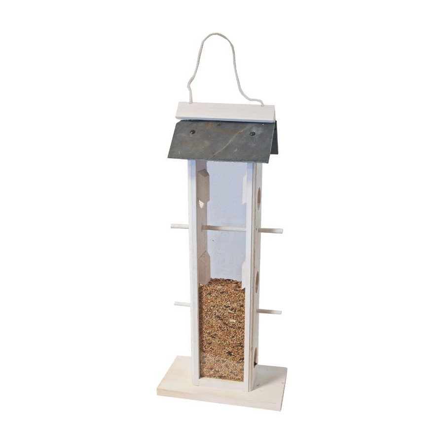 Voedersilo wit/leisteen 6-gaats hangbaar - afmeting - 21,5 x 23,0 x 14,0 cm - gewicht - 1,246kg