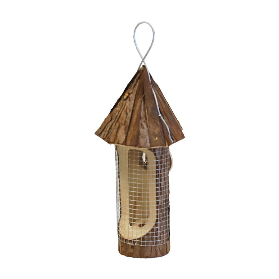 Pindahouder 'natural' rond met puntdak hangbaar - afmeting - 31,0 x 12,5 x 12,5 cm - gewicht - 0,298kg