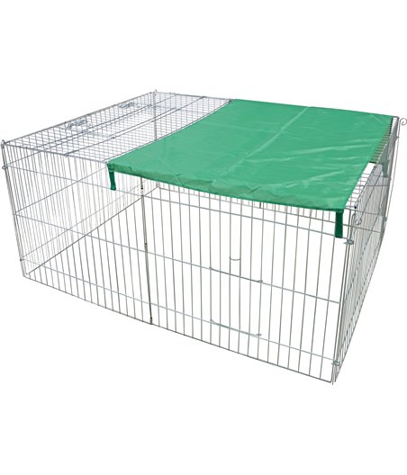 WorldPet draadren met zonnedoek verzinkt, 144x116x65 cm - 144 x 116 x 65cm