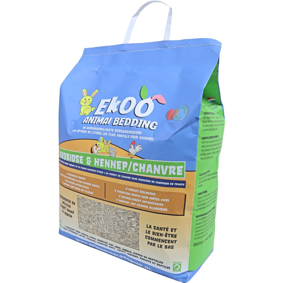 Ekoo Animal Bedding ekobiose and hennep, 25 liter. (Besteleenheid per 5)