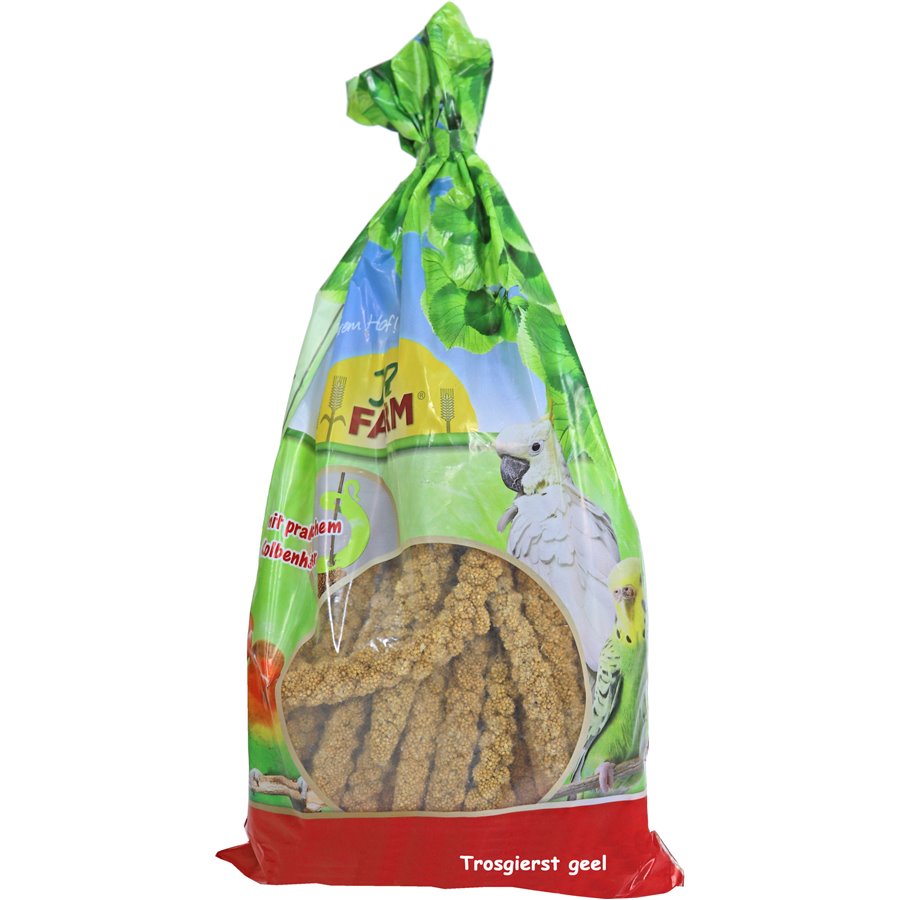 JR Farm parkiet en grote parkiet trosgierst geel, 500 gram.