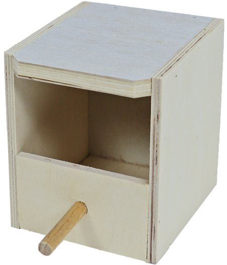 Boon broedblok voor mezen, half open.