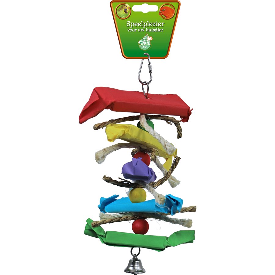 Boon vogelspeelgoed ladder hout/raffia met papier, 25 cm.