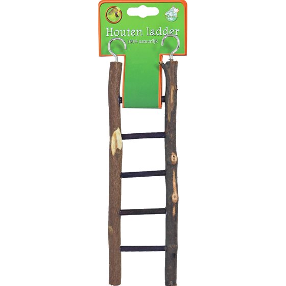 Boon vogelspeelgoed ladder hout Natural 5 traps, 22 cm.