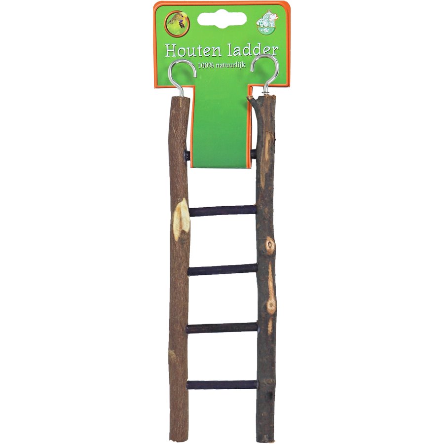Boon vogelspeelgoed ladder hout Natural 5 traps, 22 cm.