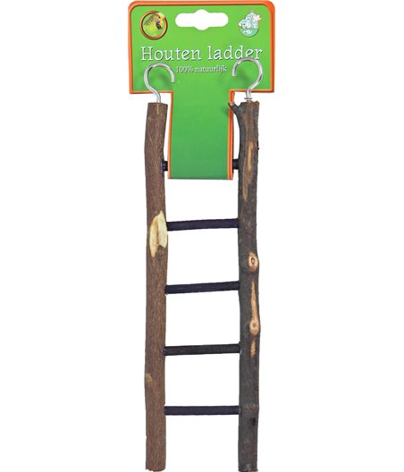 Boon vogelspeelgoed ladder hout Natural 5 traps, 22 cm.