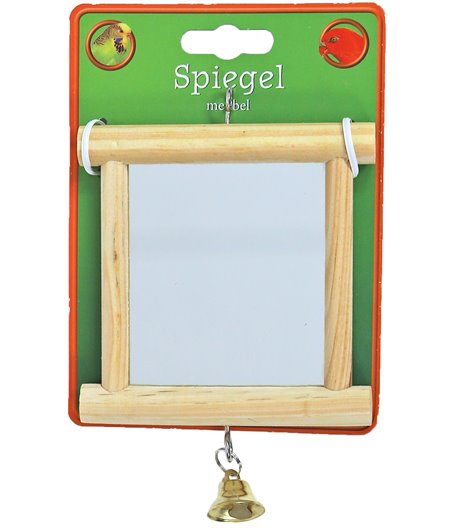 Boon vogelspeelgoed spiegel vierkant met houten omlijsting.