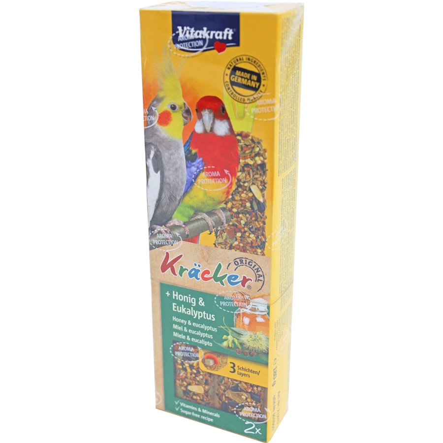 Vitakraft honing/eucalyptus-kräcker valkparkiet, 2in1