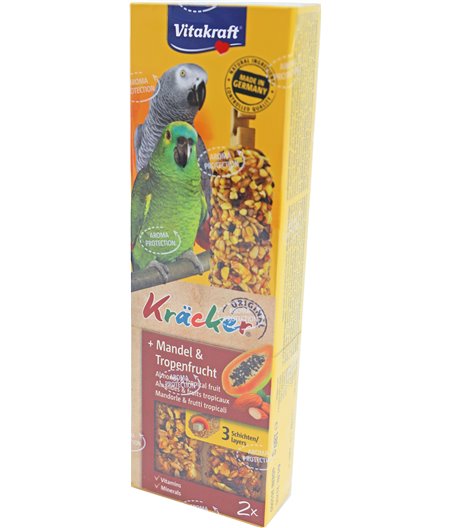 Vitakraft amandel/tropische vruchten-kräcker papegaai, 2in1
