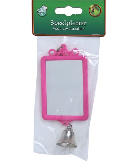 Boon vogelspeelgoed spiegel vierkant met bel voor parkiet.