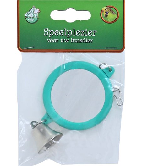 Boon vogelspeelgoed spiegel rond met bel voor parkiet.