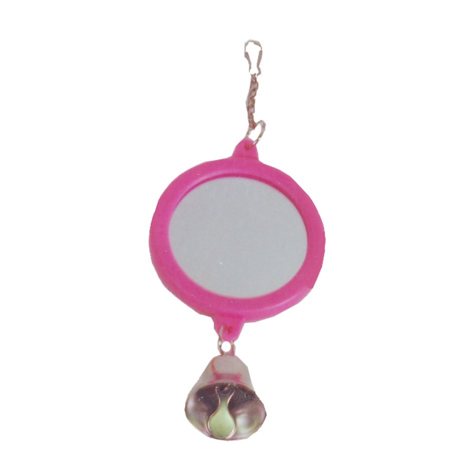 Boon vogelspeelgoed spiegel rond met bel voor parkiet.