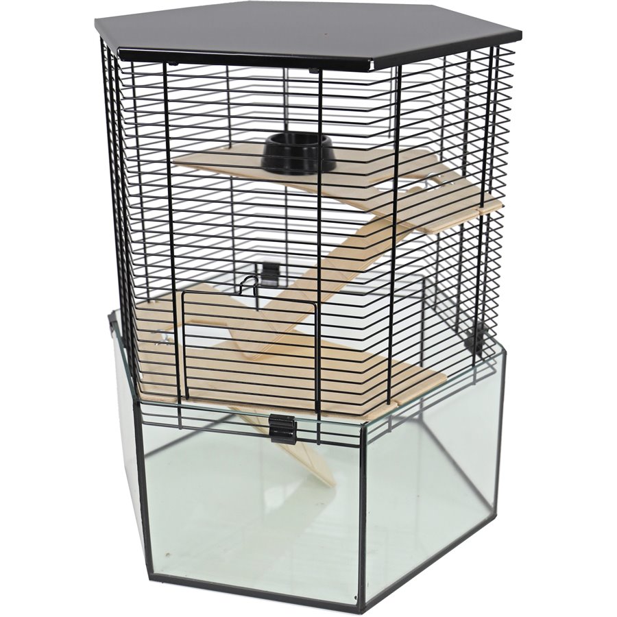 Interzoo hamsterkooi Vision, hexo zwart - 40 x 44,5 x 53cm