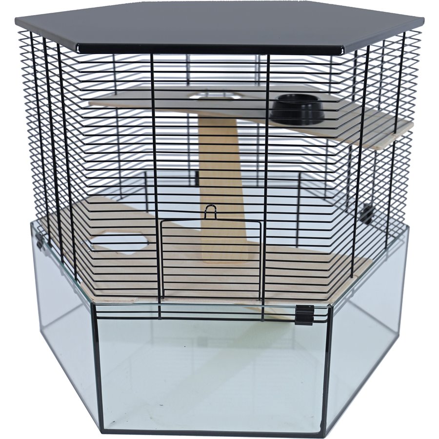 Interzoo hamsterkooi Vision, hexo XL zwart - 58,5 x 58,5 x 53cm