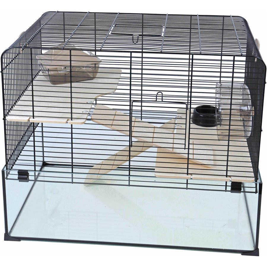 Interzoo hamsterkooi Vision 58, zwart - 58,5 x 38 x 47cm