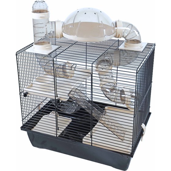 Interzoo hamsterkooi Rocky Plus, zwart/zwart - 43 x 28,5 x 54cm