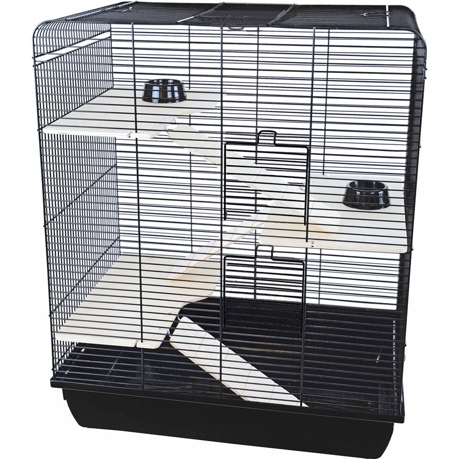 Interzoo rattenkooi Remy Wood, zwart/zwart - 58 x 38 x 71cm