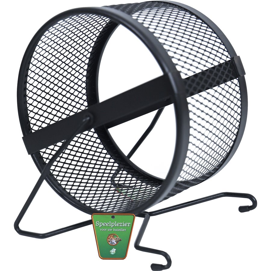 Interzoo hamstermolen metaal fijn zwart, Ø 16 cm - 13,5 x 16 x 17,8cm