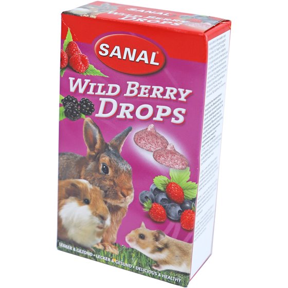 Sanal knaagdier wild berry drops, prijs voor 3 doosjes van 45 gram