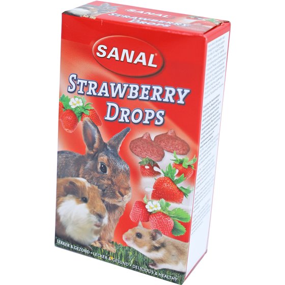 Sanal knaagdier strawberry drops, prijs voor 3 doosjes van 45 gram