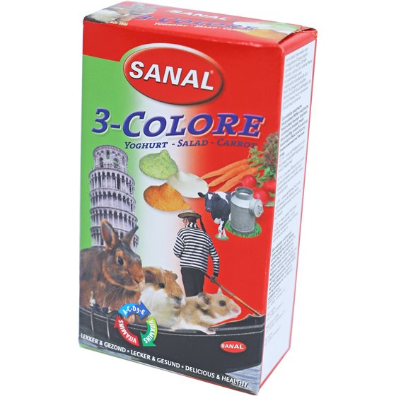Sanal knaagdier 3-colore drops, prijs voor 3 doosjes van 45 gram
