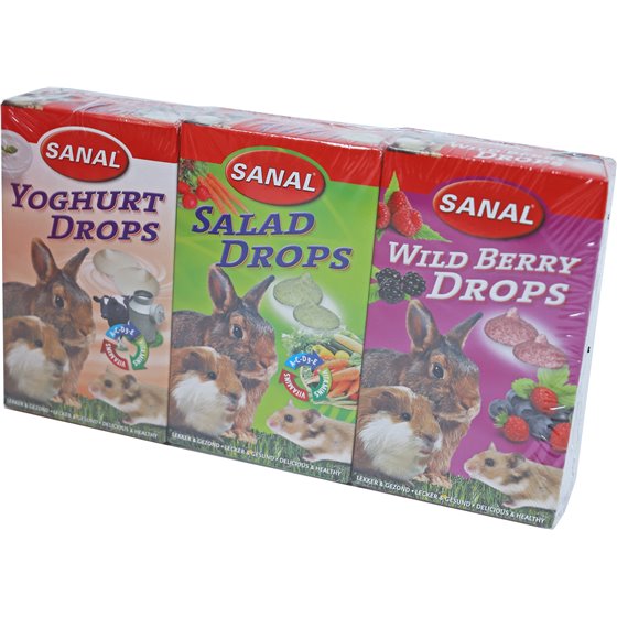 Sanal knaagdier 3 pak, yoghurt, salad, wild berry drops
