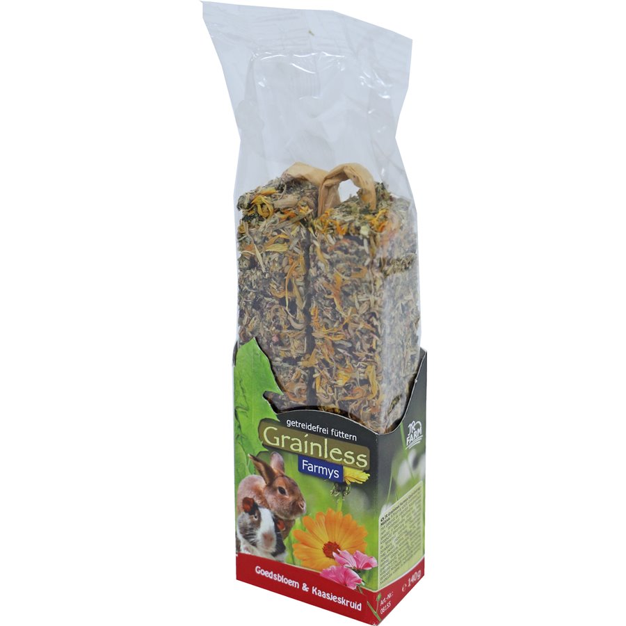 JR Farm knaagdier Grainless Farmys goudsbloem/stokroos, 140 gram