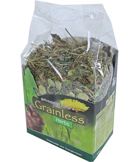 JR Farm knaagdier Grainless Herbs voor dwergkonijnen, 400 gram