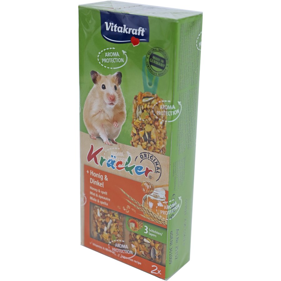 Vitakraft knaagdier honing/spelt-kräcker hamster, 2in1