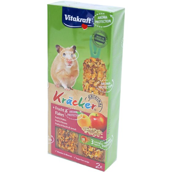 Vitakraft knaagdier fruit/flakes-kräcker hamster, 2in1