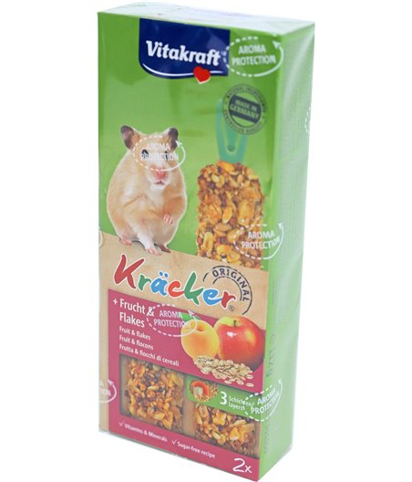 Vitakraft knaagdier fruit/flakes-kräcker hamster, 2in1