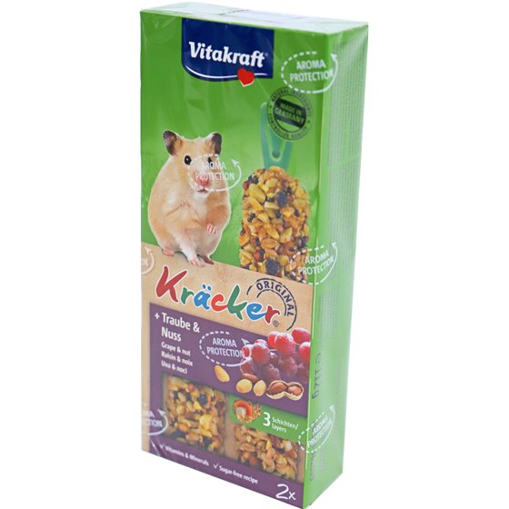 Vitakraft knaagdier druif/noot-kräcker hamster, 2in1