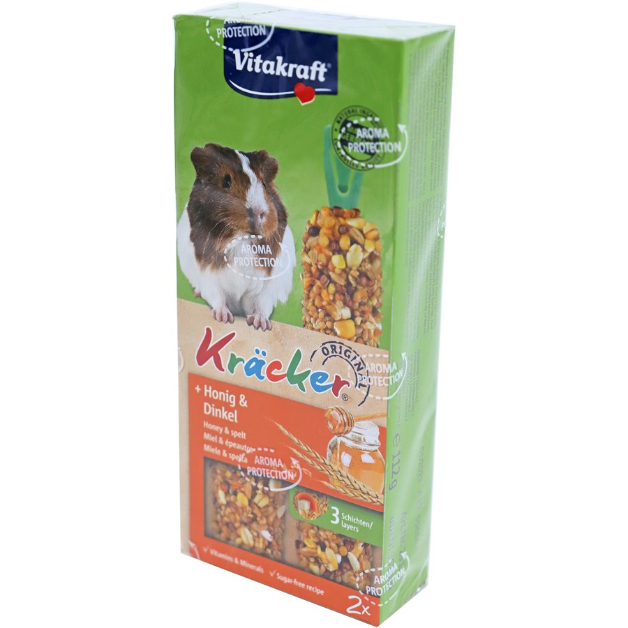 Vitakraft knaagdier honing/spelt-kräcker cavia, 2in1