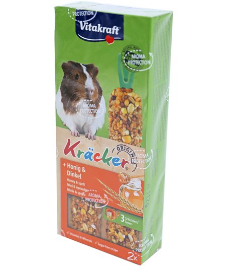 Vitakraft knaagdier honing/spelt-kräcker cavia, 2in1