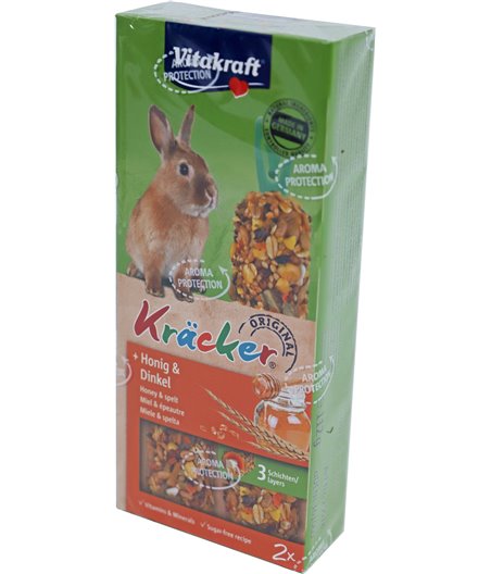 Vitakraft knaagdier honing/spelt-kräcker dwergkonijn, 2in1