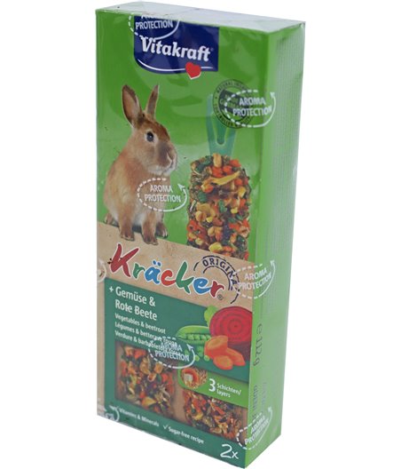 Vitakraft knaagdier groente/biet-kräcker dwergkonijn, 2in1
