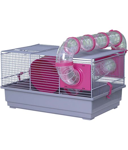 Voltregá dwerghamsterkooi 115, grijs/roze - 39 x 25,5 x 22cm