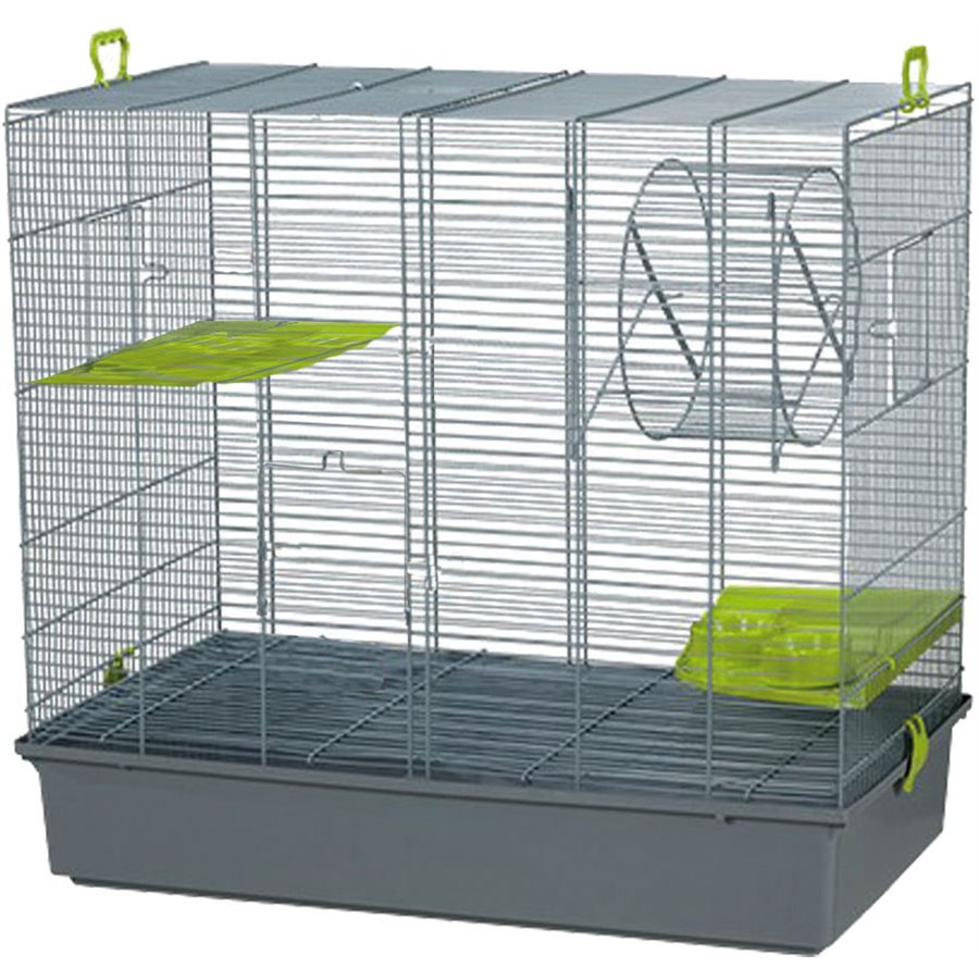 Voltregá rattenkooi 205 met 2 etages, grijs/grijs - 70 x 40 x 65cm