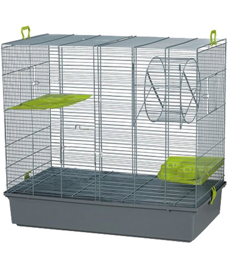 Voltregá rattenkooi 205 met 2 etages, grijs/grijs - 70 x 40 x 65cm