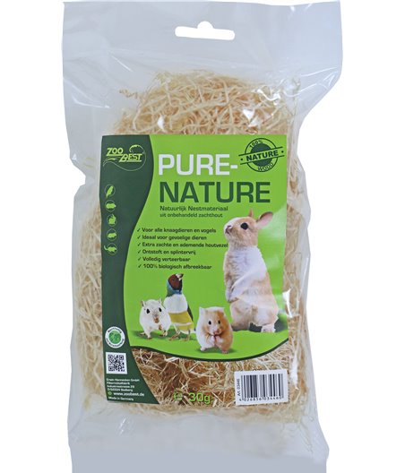Zoobest natuurlijk nestmateriaal, 30 gram - 29,5 x 17,5 x 5cm