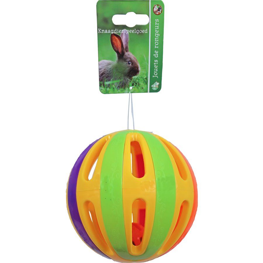 bouwer Adelaide talent Boon knaagdierspeelgoed bal plastic met bel - 12,5 x 12,5 x 12,5cm