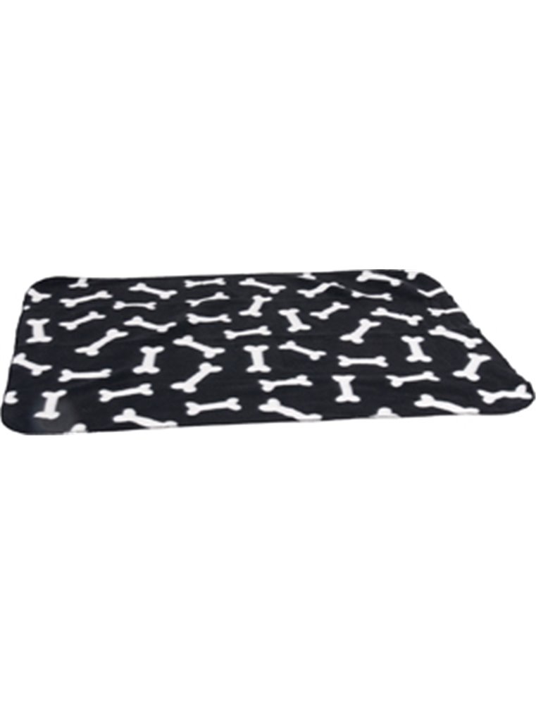 Fleece deken botmotief zw 100x70cm